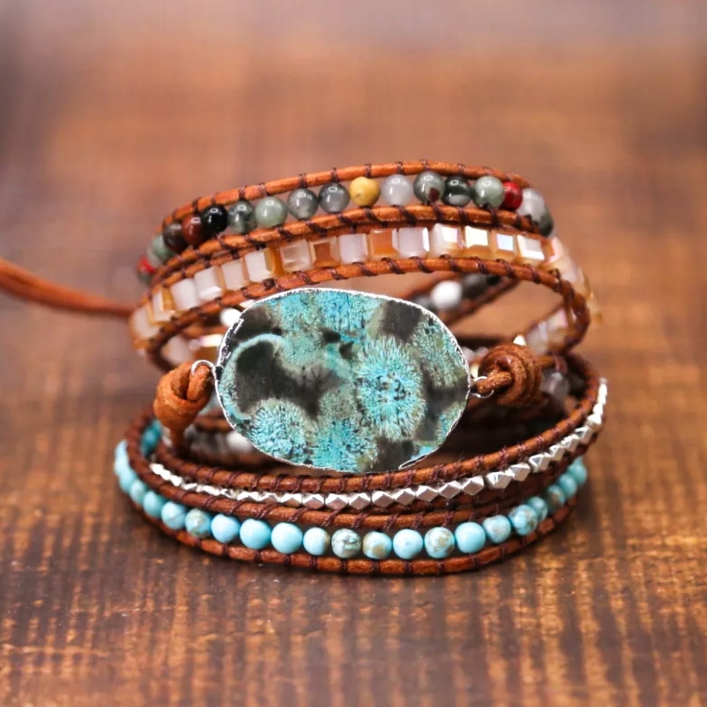 Leather Handmade Mediterranean Sea Wrap Bracelet